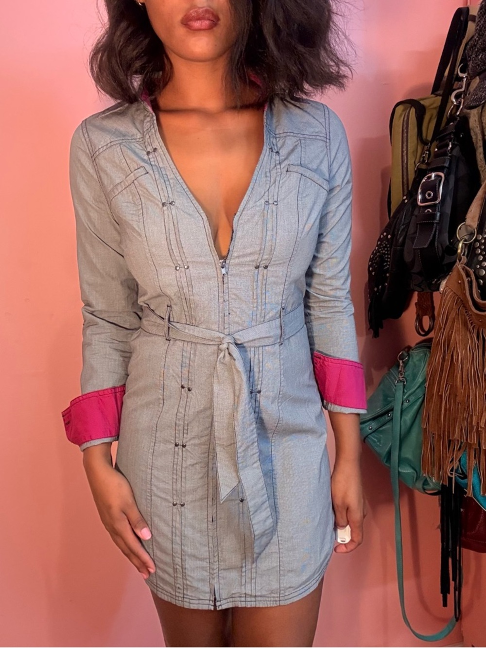 2000s guess long sleeve mini dress